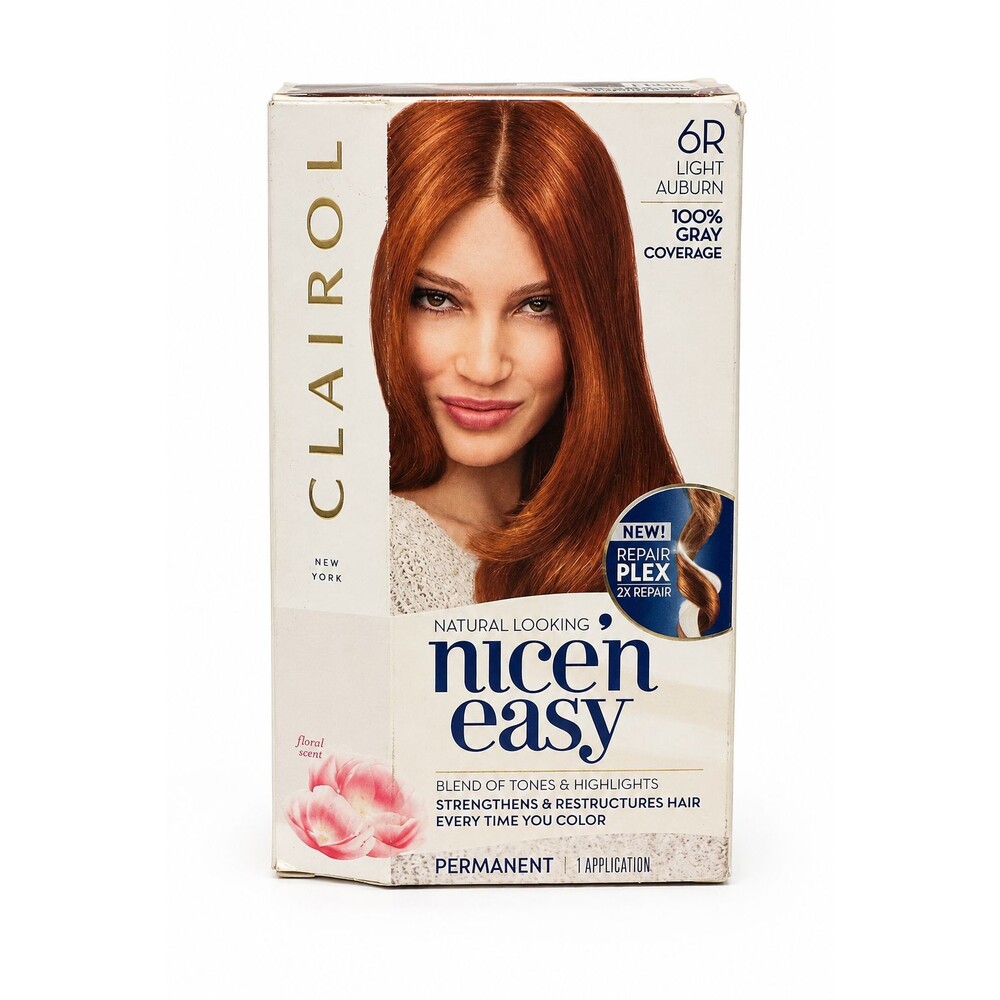 Clairol Nice'n Easy 6R Light Auburn Permanent Hair Color RepairPlex NOS